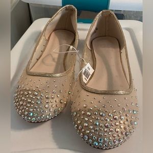 illusion toe cap crystal embellished ballet flats Size 8M
